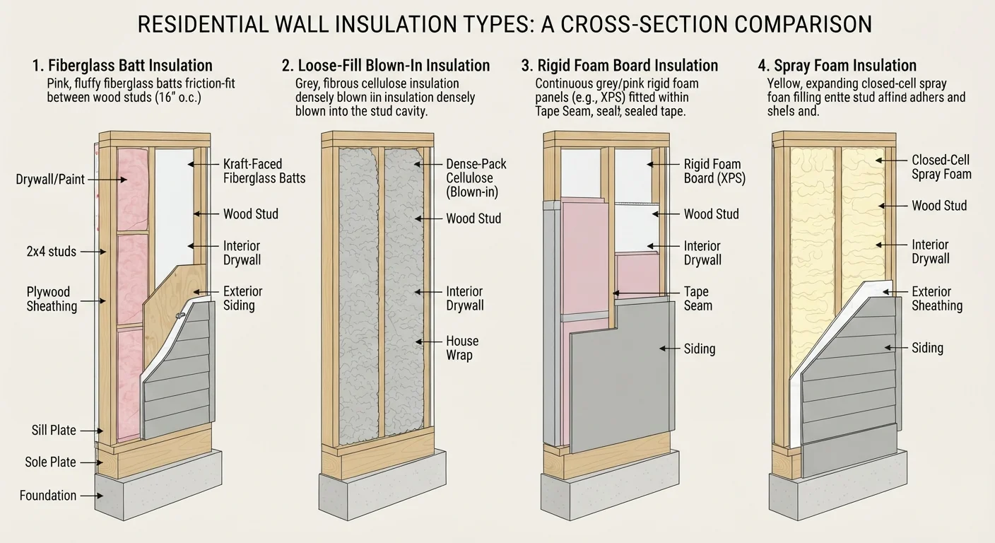 Insulation Types Compared: Batt, Blown-In, Rigid Foam, and Spray