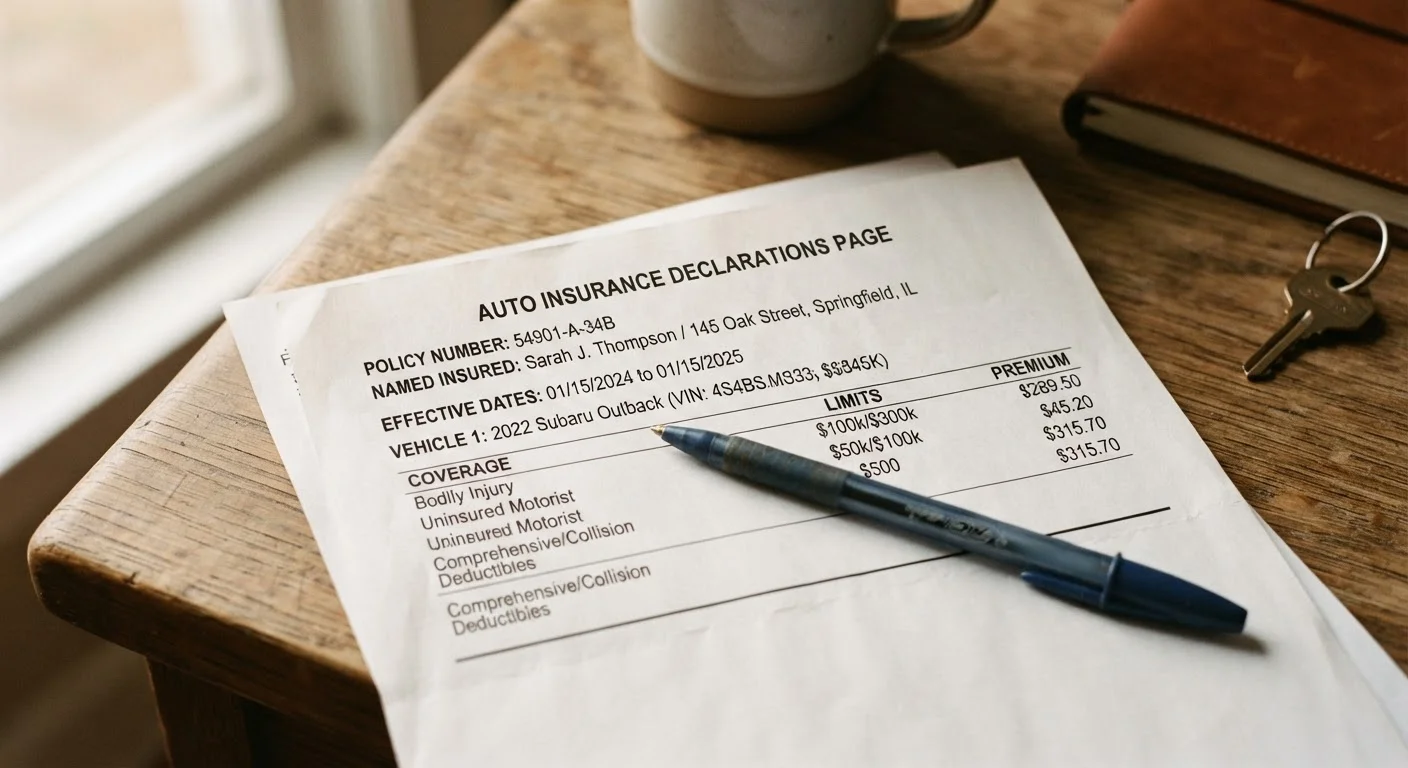 Reading an Auto Insurance Declarations Page Without Getting Lost